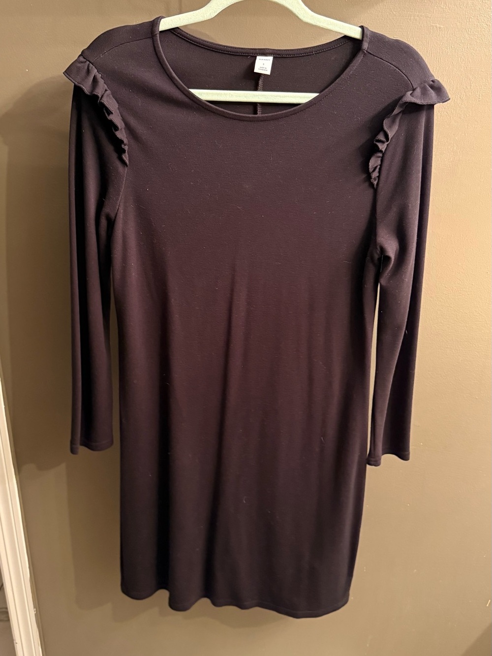 Old Navy Black Long Sleeve Dress with Shoulder Ruffles